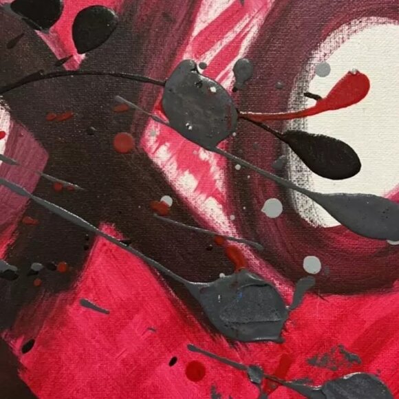 New Handmade Abstract XOXO Painting on Canvas 16 x 12 - Picture 6 of 8